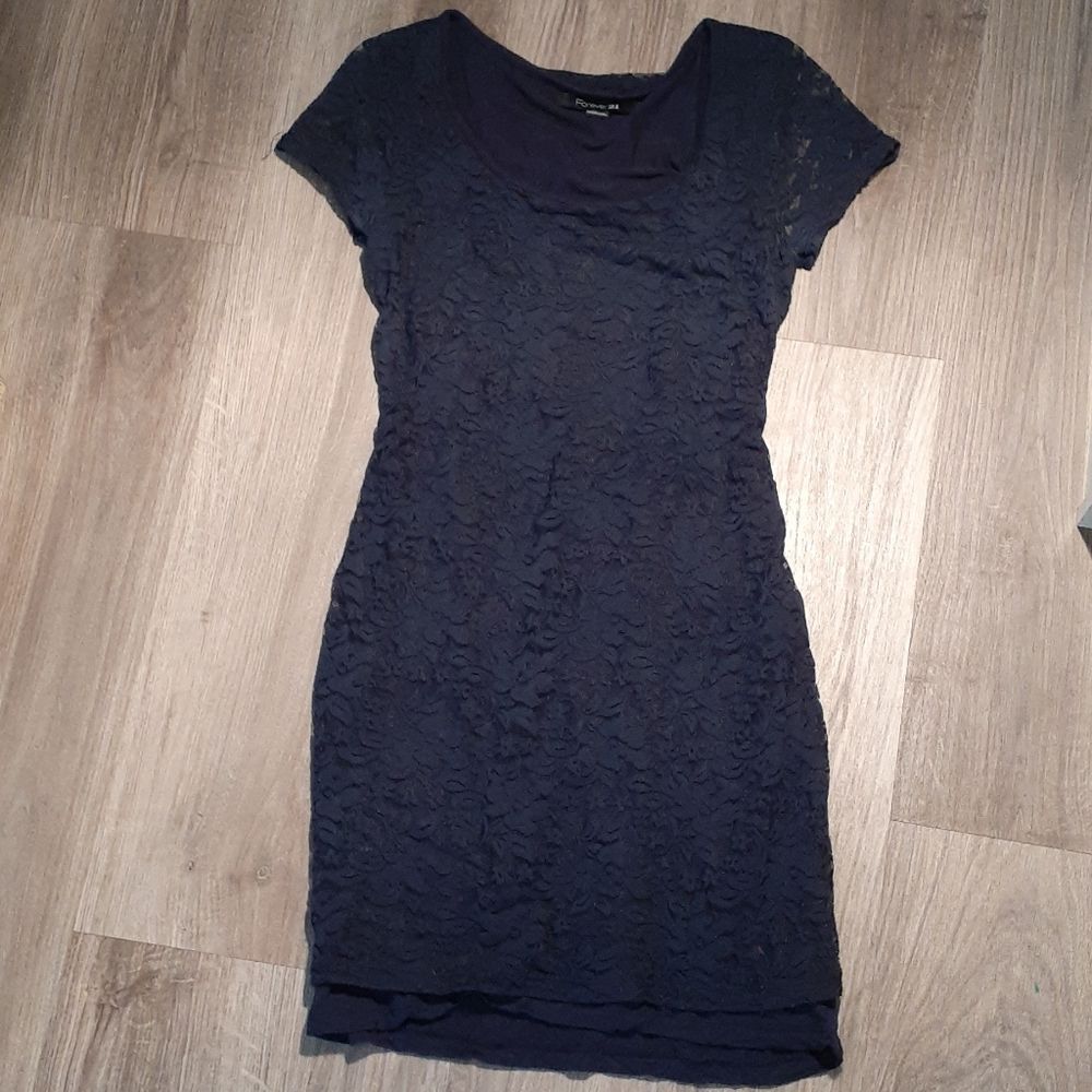 Navy Blue Short Lace Dress Medium